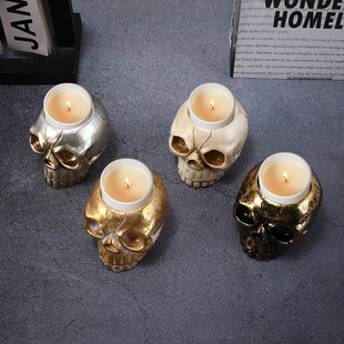 Skull tea candle stand ornament Halloween home decoration s