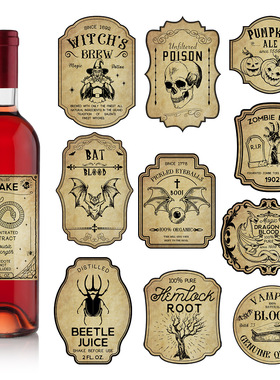 2024 Halloween Decoration Sticker Red Wine Stickers Scene D