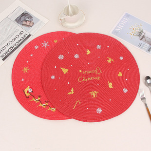 PP Christmas woven placemat, circular insulation mat, table