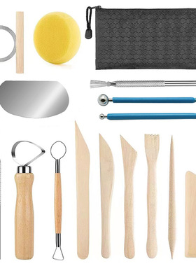 17 piece set of pottery tools, clay sculpture carving knife