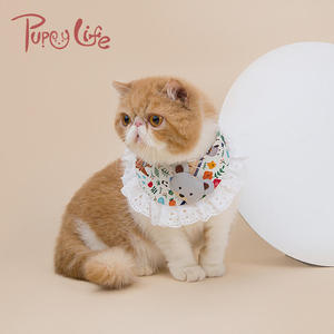 Pet dog bib lace canvas printed pet drool towel cute cat tr