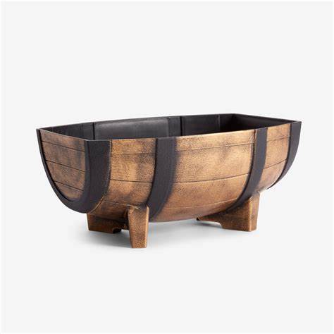 Plastic imitation wooden barrel flowerpot gardening Half Ba