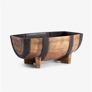 Plastic imitation wooden barrel flowerpot gardening Half Ba