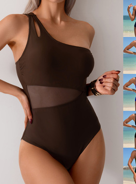 2025 one-piece swimsuit female sexy single shoulder bikini