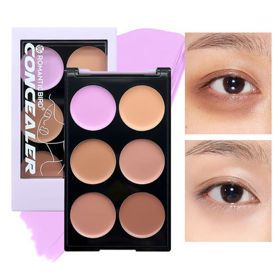 Six color concealer for beauty makeup, natural non sticking