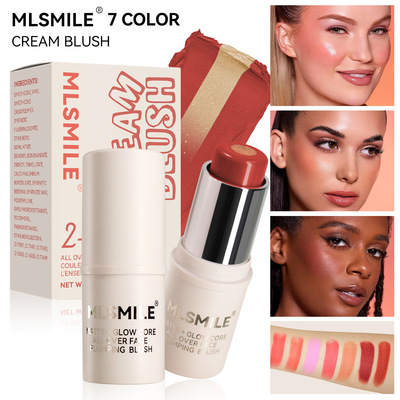 Two color powder blusher sandwich repair stick lip and chee