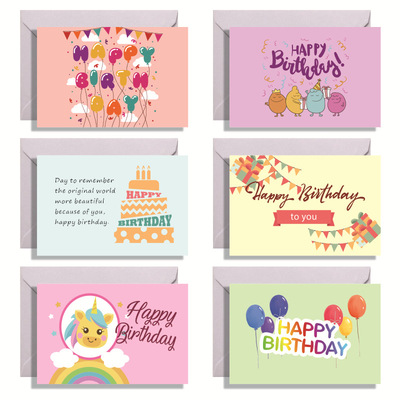 Cartoon Happy Birthday Card Handwritten Blessing Card Party
