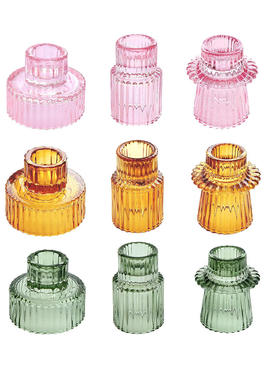 Glass candle holder, candle holder base, colorful glass can