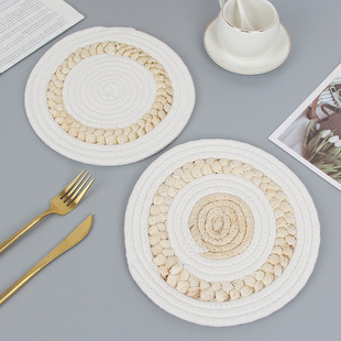 Nordic cotton thread woven insulation mat for home use, rou