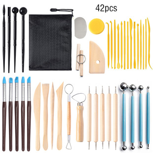 42 piece set of pottery tools, clay carving knives, pellets