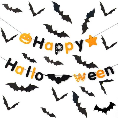 Happy Halloween letter banner PVC bat sticker Halloween dec