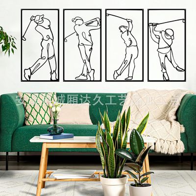 Golf Abstract Metal Wall Art 4 Modern Line Art Decorations