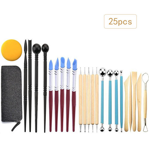 New clay tool set of 25 pieces, including pencil case, clay