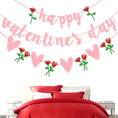 Girlfriend Valentine's Day Decoration Love Rose String Flag