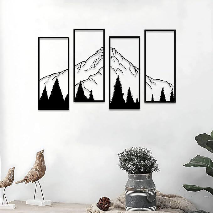 Iron art forest wall decoration line drawing wall art minim