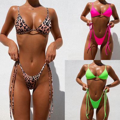 Large leopard print swimsuit 2024 sexy bikini split strap w