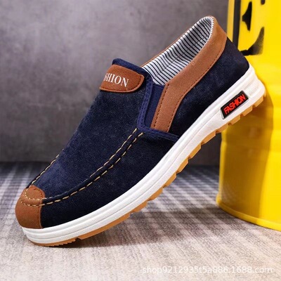 Men's canvas shoes, men's shoes, lazy shoes, cowhide sole,