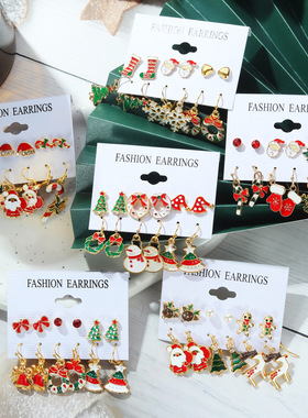 MUSHANG New Oil Drop Christmas Earring Set for Women's Chri