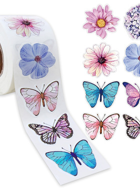 Roll packaged butterfly flower shaped sticker decoration gi