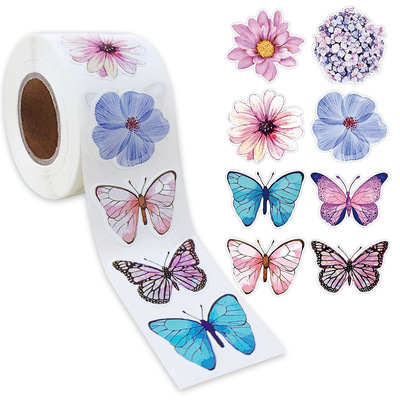 Roll packaged butterfly flower shaped sticker decoration gi
