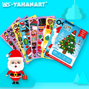 Children's Cartoon Christmas DIY Emoji Stickers Snowman Chr