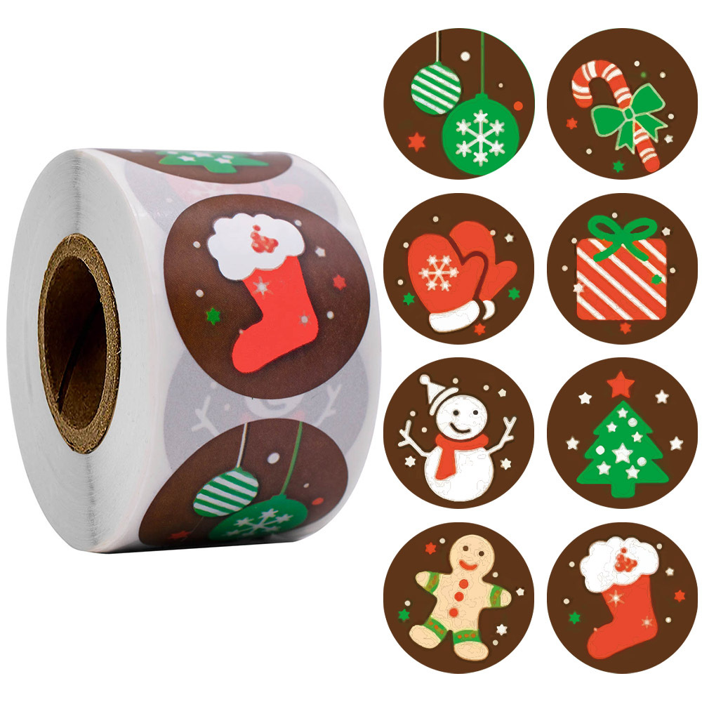 Roll up stickers Christmas Day decoration gift series adhes
