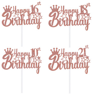 Digital Happy Birthday Cake Plaque Rose Gold Cake Decoratio