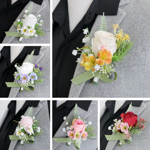 Wedding Groom lapel Rose Bridal Chest Bride Simulated and