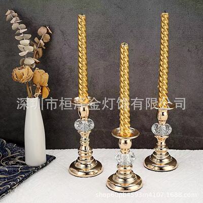 Mini Crystal Candlestick Metal Ornament Wedding Hotel Home