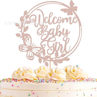 Welcome baby girl gender revealed cake plugin butterfly des