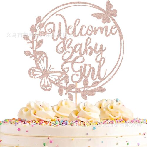 Welcome baby girl gender revealed cake plugin butterfly des