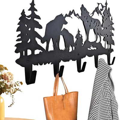Metal Wolf Coat Hook Wall Art Decoration Wolf Hanger and Ke