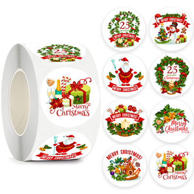 Roll up stickers, cowhide adhesive labels, Christmas holida