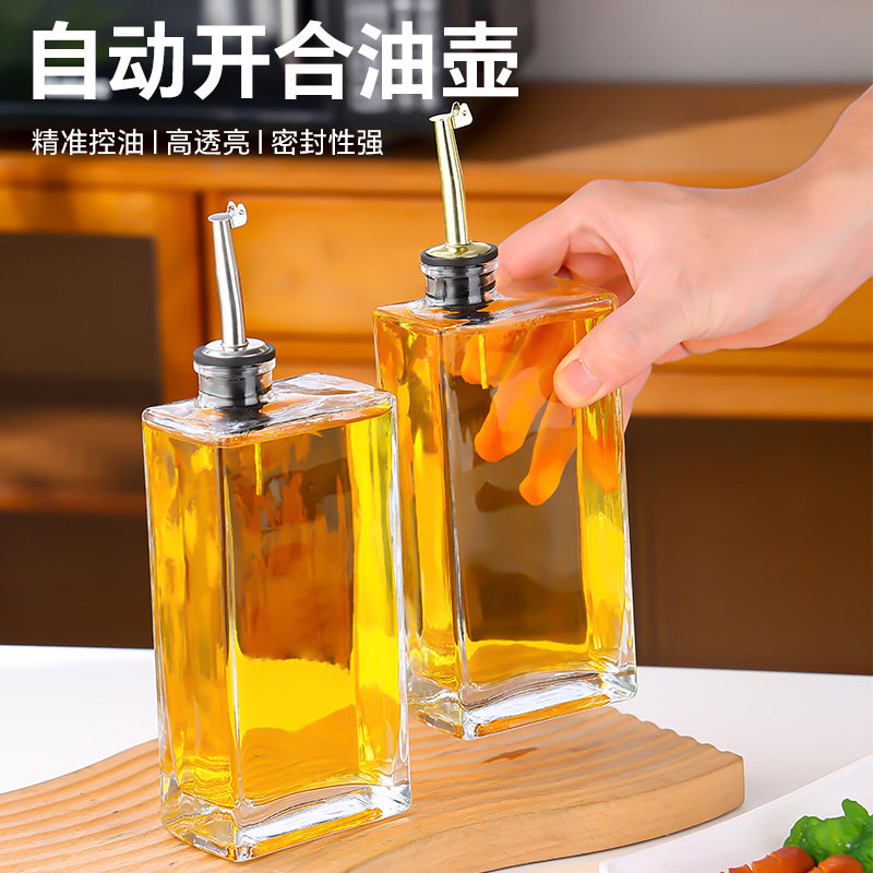 500ml Square Side Mouth Oil Pot Vinegar Bottle 16oz Crystal