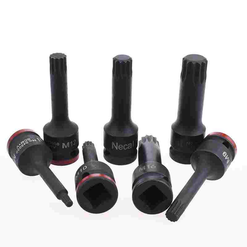 进口M型十二12角梅花联体套筒 1/2大飞气动压配 旋具套筒头M5-M19