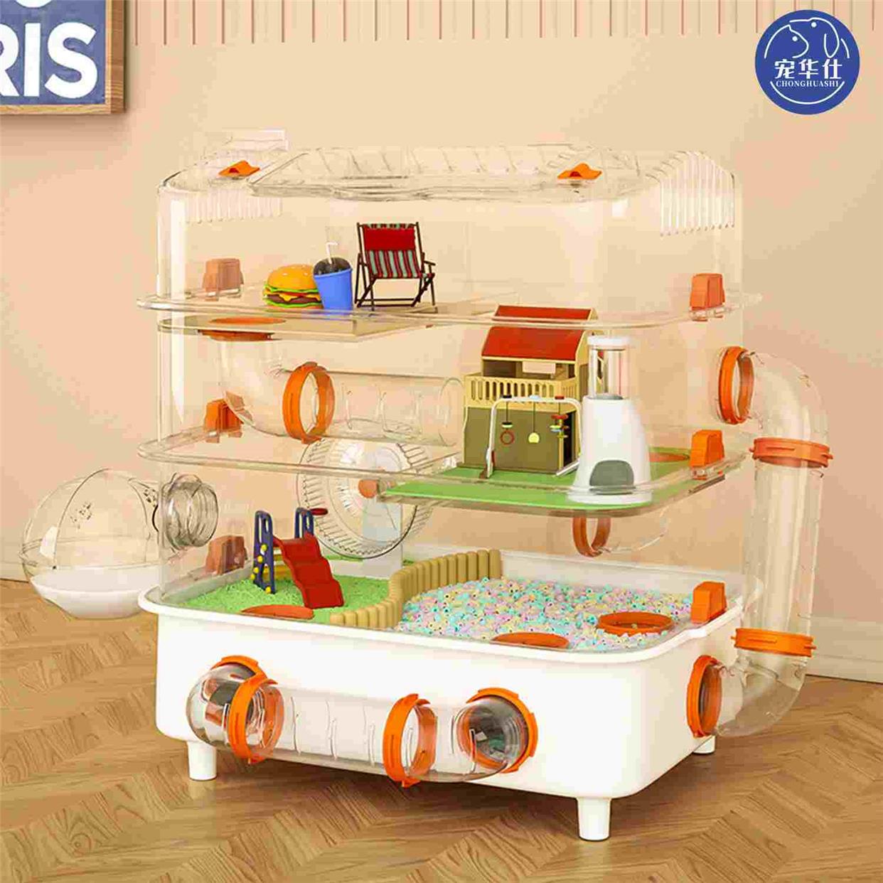 仓鼠笼全套加高加大仓鼠饲养箱亚克力金丝熊蜜袋鼯仓鼠高透仓鼠笼