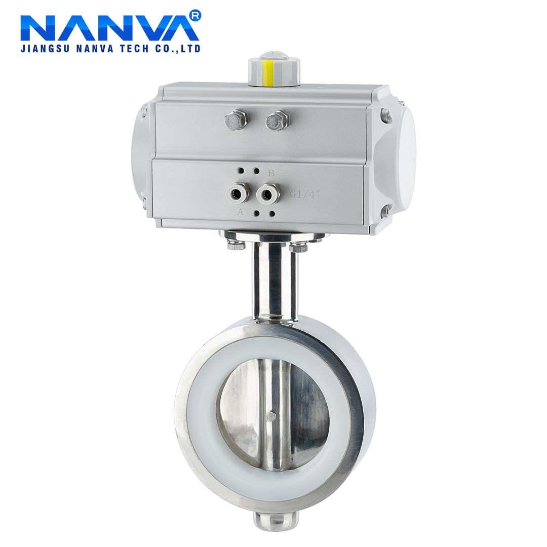 气动卫生级不锈钢对夹蝶阀食品级硅胶WD671X-16P抛光阀体中线蝶阀