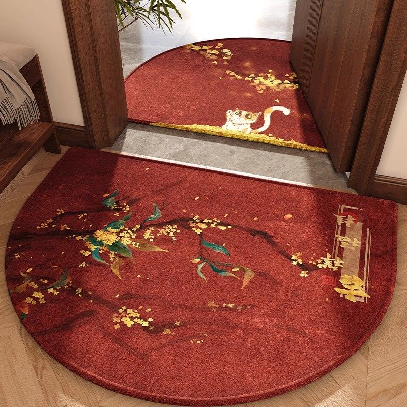 德国轻奢半圆地垫2025新款红色开运门垫防滑耐脏垫入户门进门地毯,居家布艺,入户地垫,淘宝优惠券,粉丝福利购,淘宝优惠卷