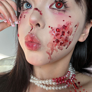 嗜血女巫万圣节脸贴恐怖仿真假血浆疤痕伤痕妆cos装扮拍照小道具