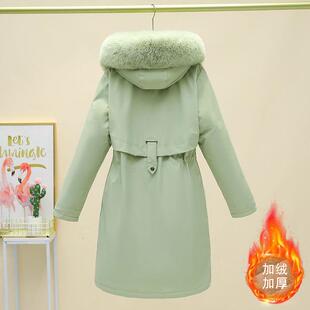 新款派克棉服女中长款2025大码韩版加绒棉衣棉袄外套加厚冬天棉袄