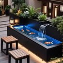 定制304不锈钢水景庭院流水摆件水池成品鱼池喷泉涌泉叠水瀑布池