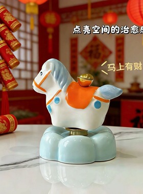 景德镇陶瓷马上有钱桌面摆件