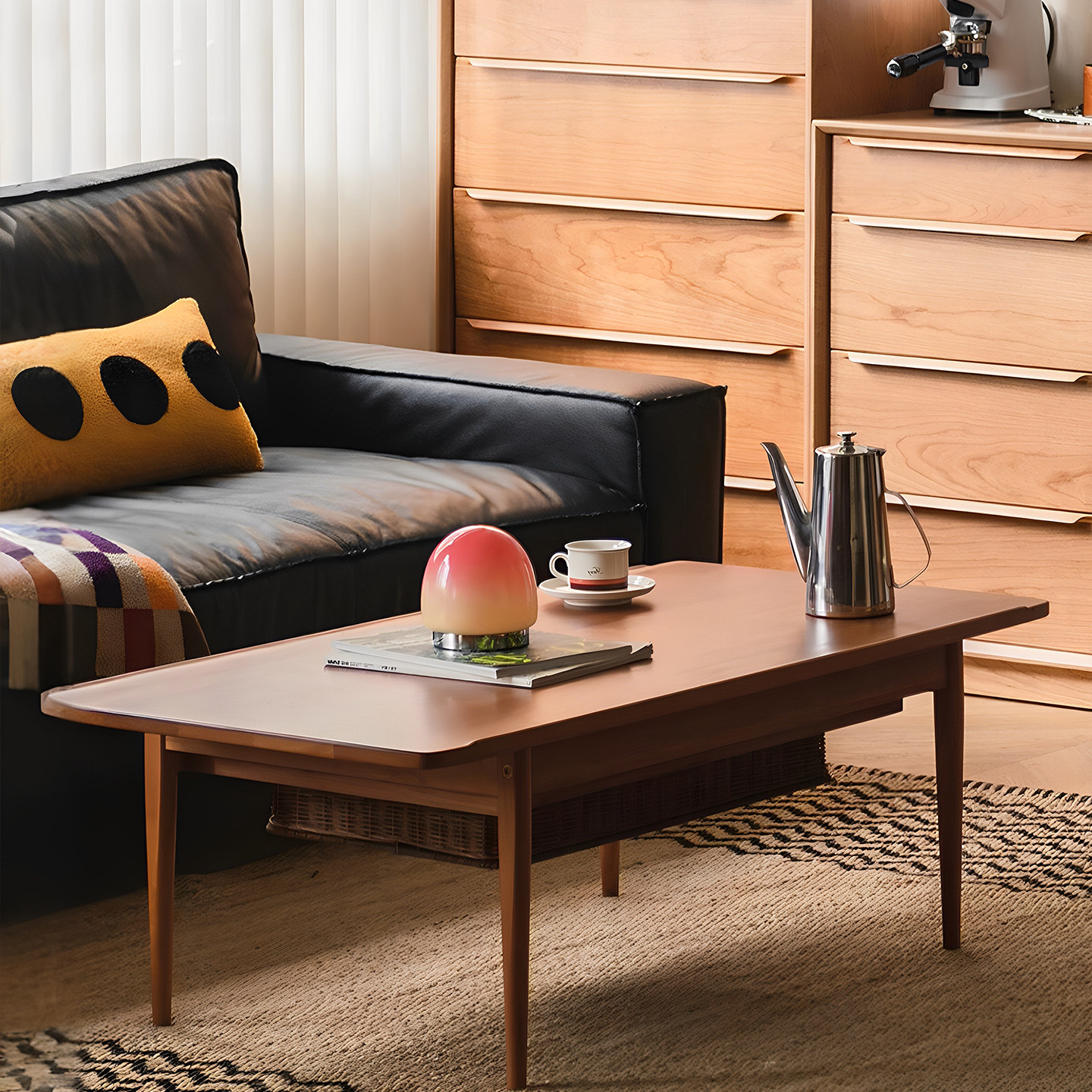 中覆古风实木茶几家用小户型藤编抽屉收纳客厅边阳台茶桌子矮新款,住宅家具,茶几,淘宝优惠券,粉丝福利购,淘宝优惠卷