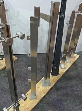 锈厂MYM家不钢立柱30玻4楼梯立柱玻栏杆工程 家用璃璃栏杆商场