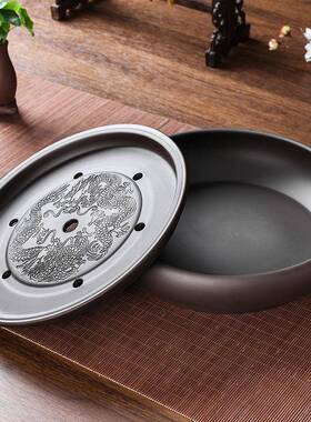 功夫茶盘形茶海茶台紫砂大茶盘用瓷茶具简约家圆茶托盘储水tb-619