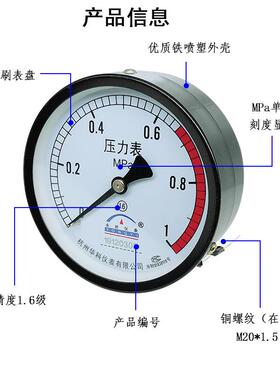 压杭州华科储气罐0-1.向杭州华科6mpa空机气压水压油y100Z轴压力
