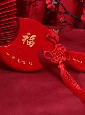 新桃PF4D5 带木斧子大红居色斧头件结婚娘坐福压床斧搬家乔迁挂新