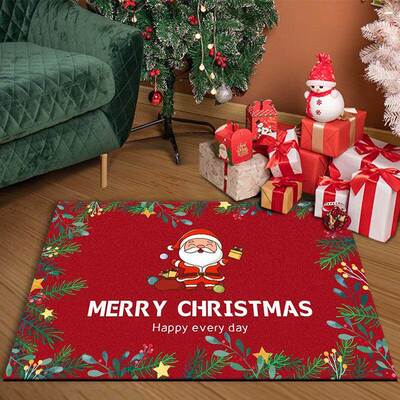 Christmas Mat Holiday Decoration Foot Mat Toilet Bathroom Do