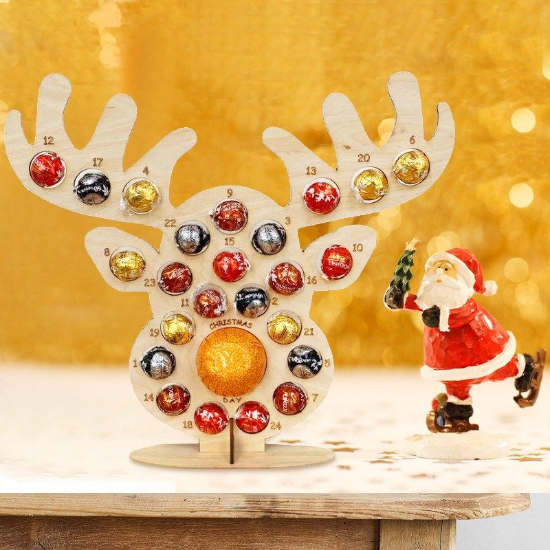 Xmas Advent Calendar Christmas Wooden Chocolate Holder Decor