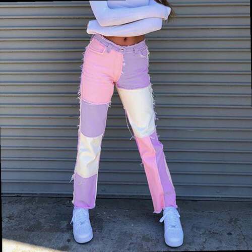 raight Jeans Women's Denim Pants Aesthetic Wide Leg Trou